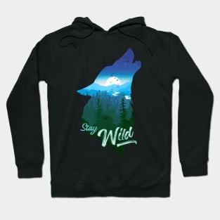 Stay Wild Wolf Howling Sunset Night Hoodie